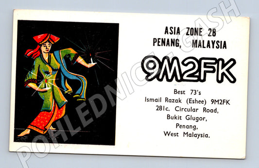 Pohlednice Malajsie Penang QSL karta 1972 (BM25966)