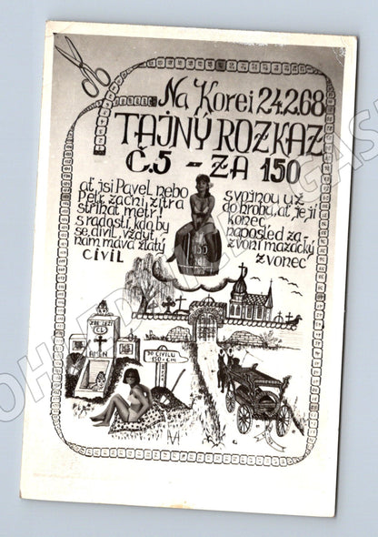 Pohlednice tajemný rozkaz satirický motiv 1968 (BM25971)