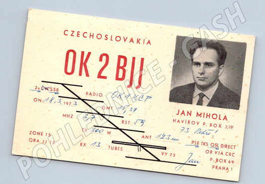 Pohlednice Československo QSL karta Jan Mihola Havířov 1973 (BM25972)