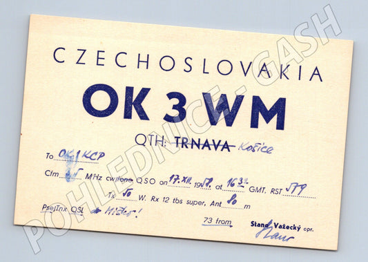 Pohlednice Československo QSL karta Trnava Košice 1968 (BM25974)