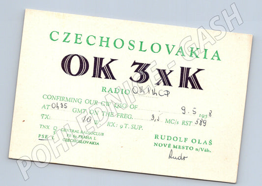 Pohlednice Československo QSL karta Nové Mesto n/Váhom 1958 (BM25975)
