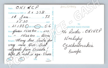 Pohlednice Kanada QSL karta VE2BRA Quebec 1973 (BM25984)