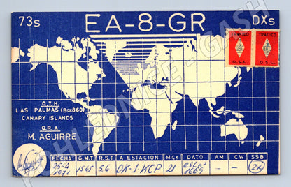 Pohlednice Kanárské ostrovy QSL karta EA-8-GR 1971 (BM25997)