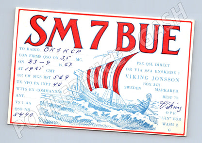 Pohlednice Švédsko SM7BUE Viking ship 1967 (BM26004)