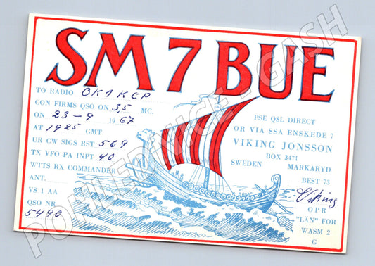 Pohlednice Švédsko SM7BUE Viking ship 1967 (BM26004)