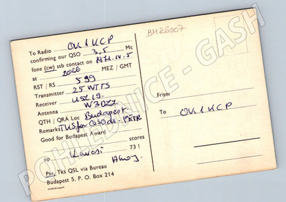 Pohlednice Maďarsko Malév QSL karta 1971 (BM26007)