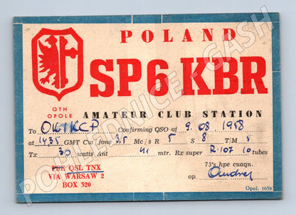 Pohlednice Polsko SP6 KBR QSL karta Opole 1958 (BM26011)
