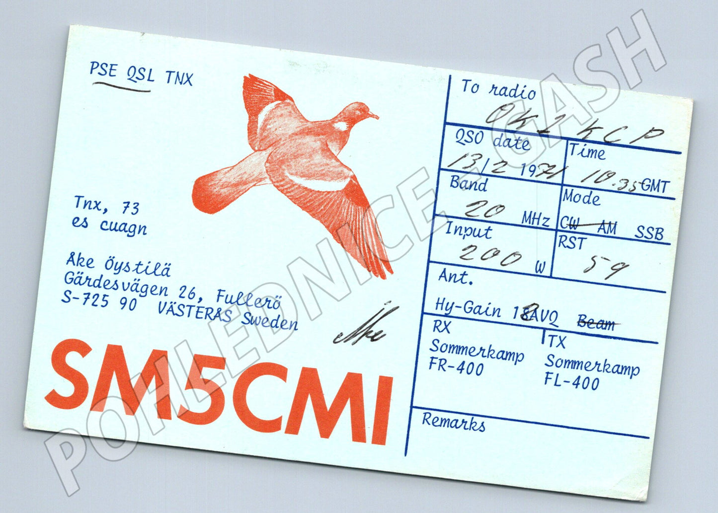 Pohlednice Švédsko SM5CMI QSL karta 1971 (BM26012)