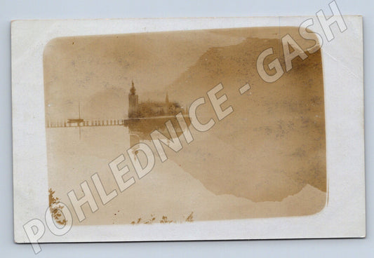 Pohlednice kostel odraz ve vodě hory (BM26025)