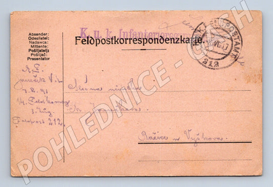 Pohlednice feldpost I. sv. válka Račice u Vyškova 1917 (BM26029)