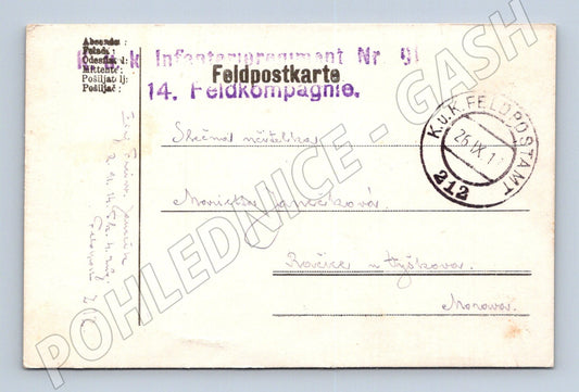 Pohlednice feldpost Rakousko-Uhersko vojenská 1911 (BM26030)