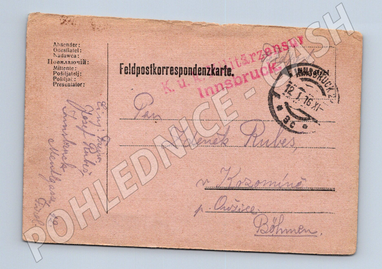Pohlednice Rakousko Innsbruck Feldpost 1916 (BM26035)