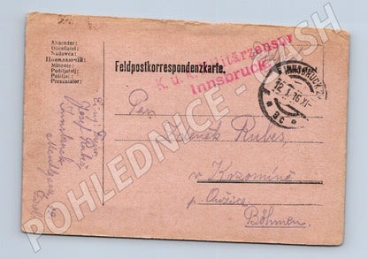 Pohlednice Rakousko Innsbruck Feldpost 1916 (BM26035)