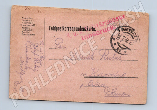 Pohlednice Rakousko Innsbruck Feldpost 1916 (BM26035)