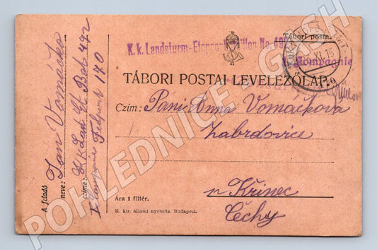 Pohlednice táborová pošta fiedlpost 1915 (BM26039)