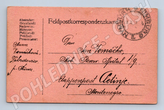 Pohlednice Černá Hora Feldpost Zábrodovice 1916 (BM26041)