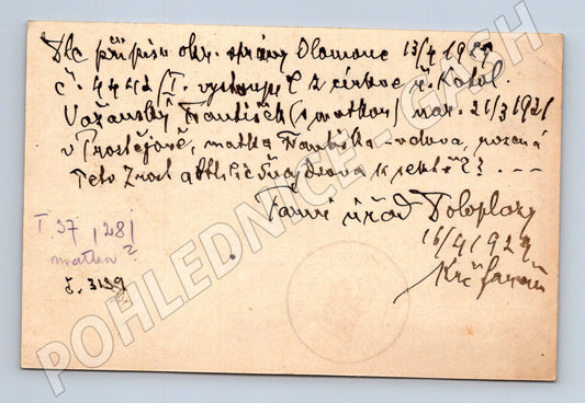 Pohlednice s ručně psanými texty Olomouc Prostějov 1929 (BM26054)
