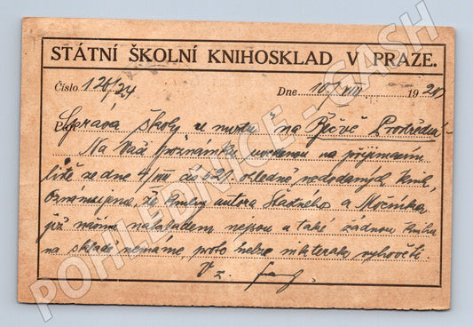 Pohlednice Praha korespondenční lístek škola 192X (BM26056)