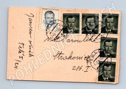 Pohlednice Strakonice známky Gottwald Šverma 1947 ŠACHY (BM26062)