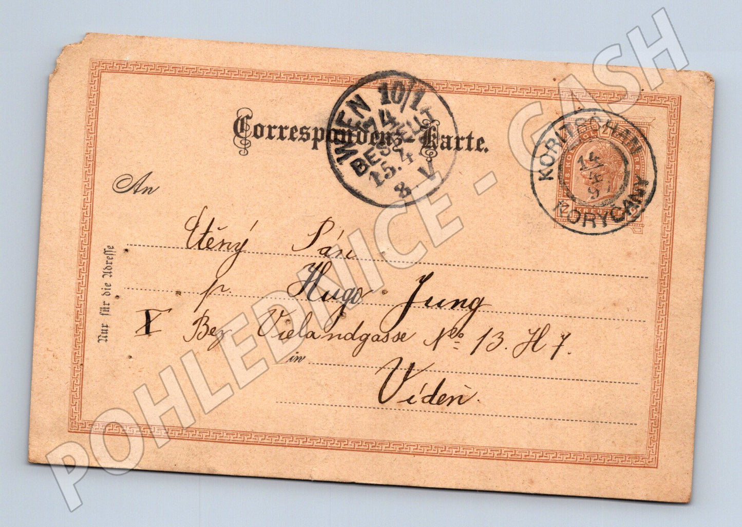 Pohlednice Rakousko Vídeň korespondenční karta 1908 (BM26065)