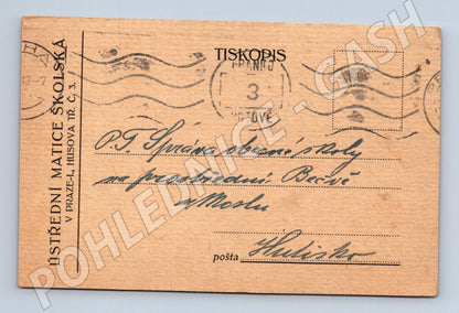 Pohlednice Praha Ústřední Matice Školská doklad 192X (BM26072)