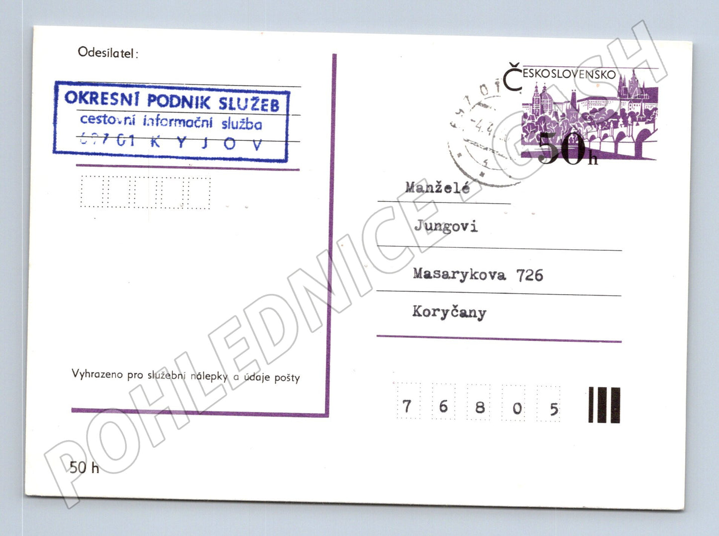 Pohlednice Československo informační služba Kyjov 1990 (BM26083)