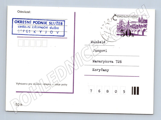 Pohlednice Československo informační služba Kyjov 1990 (BM26083)