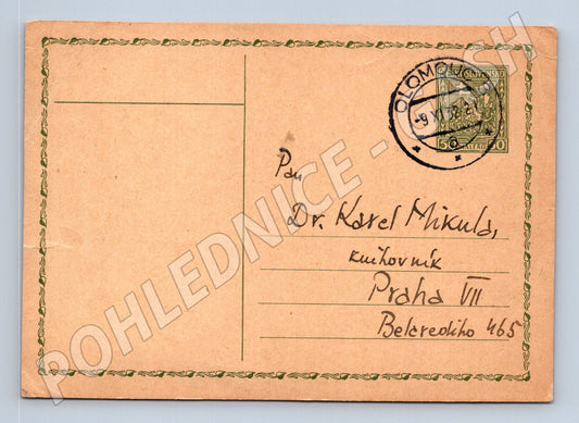 Pohlednice Olomouc poštovní razítko 1932 (BM26091)