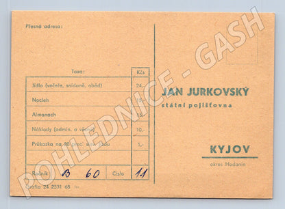 Pohlednice Kyjov státní pojišťovna přihláška 1960 (BM26095)