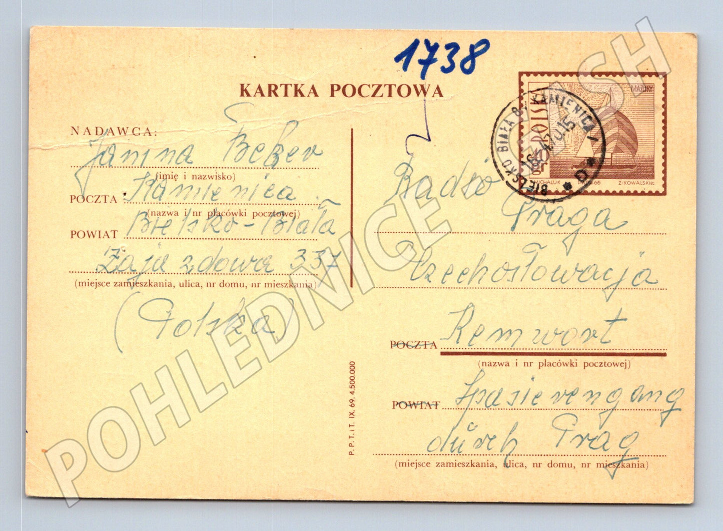 Pohlednice Polsko do Československa 1945 (BM26096)