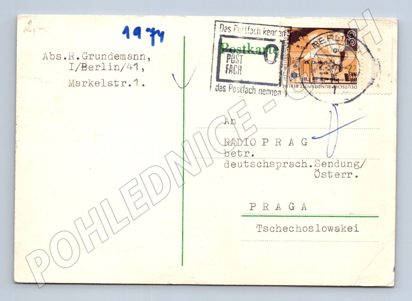 Pohlednice Německo Berlin do Prahy 1970 (BM26099)
