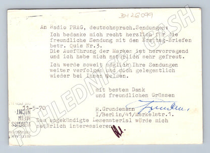 Pohlednice Německo Berlin do Prahy 1970 (BM26099)