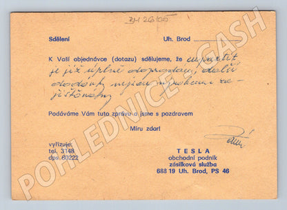 Pohlednice Uherský Brod Tesla sdělení o objednávce (BM26105)