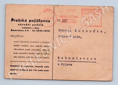 Pohlednice Pojišťovna reklama automobil Opel 1947 (BM26106)
