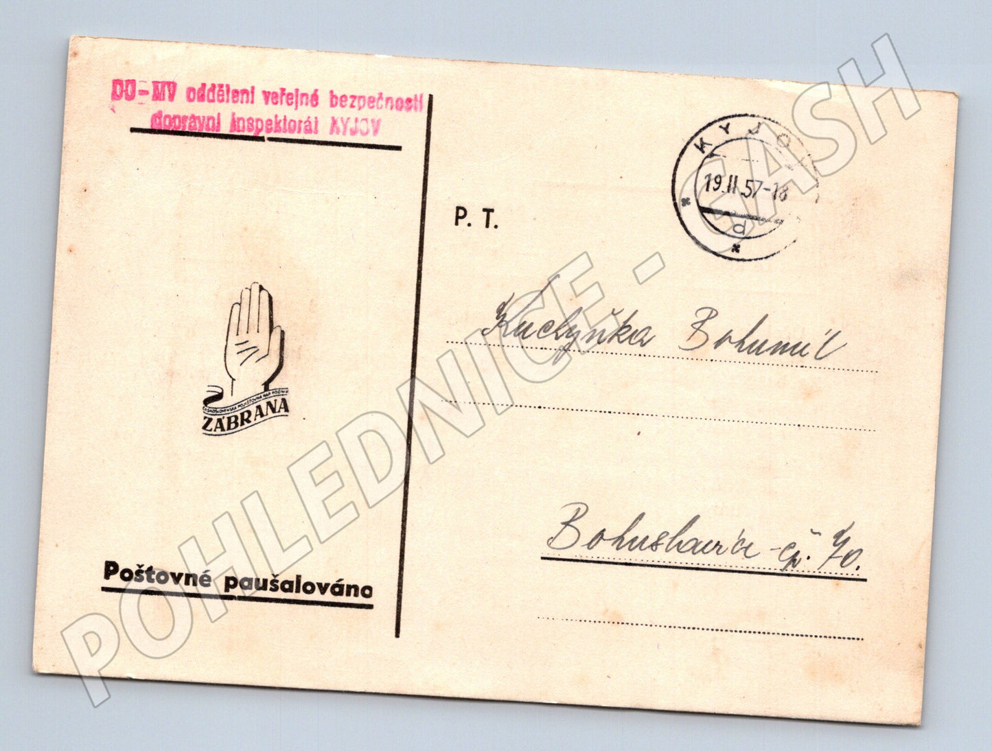 Pohlednice Kyjov dopravní beseda 1957 (BM26113)