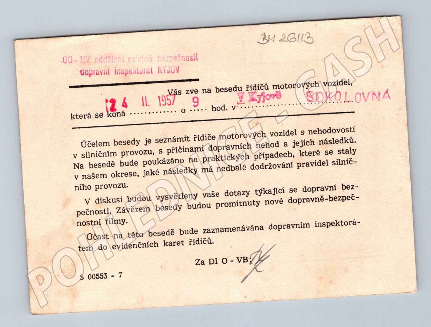 Pohlednice Kyjov dopravní beseda 1957 (BM26113)