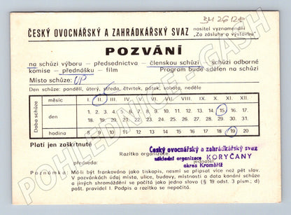 Pohlednice Pozvánka Český ovocnářský a zahrádkářský svaz (BM26128)