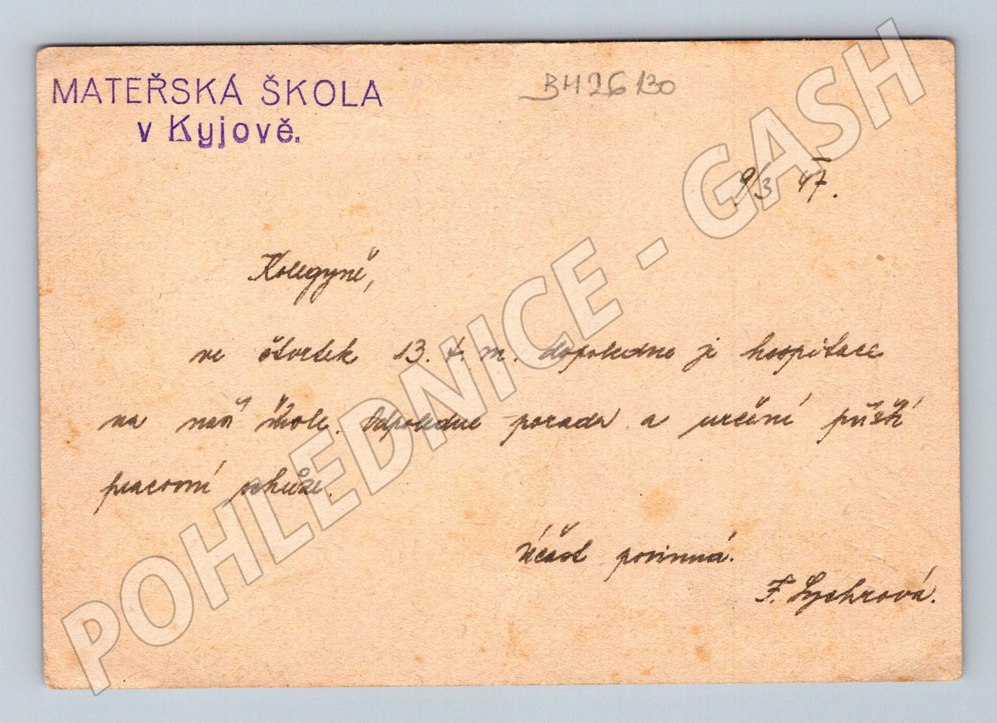 Pohlednice Kyjov Mateřská škola 1945 (BM26130)