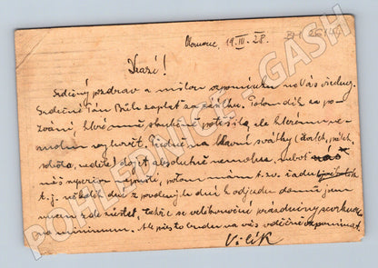 Pohlednice Olomouc text a poštovní razítko 1928 (BM26144)