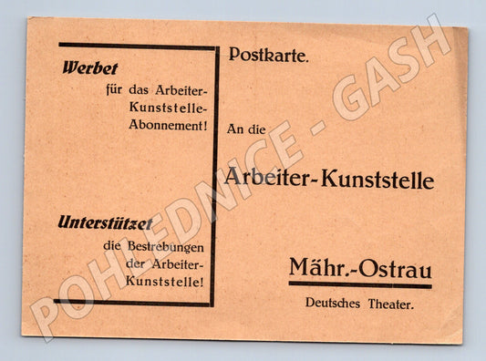 Pohlednice Moravská Ostrava Arbeiter-Kunststelle 1933/34 (BM26149)
