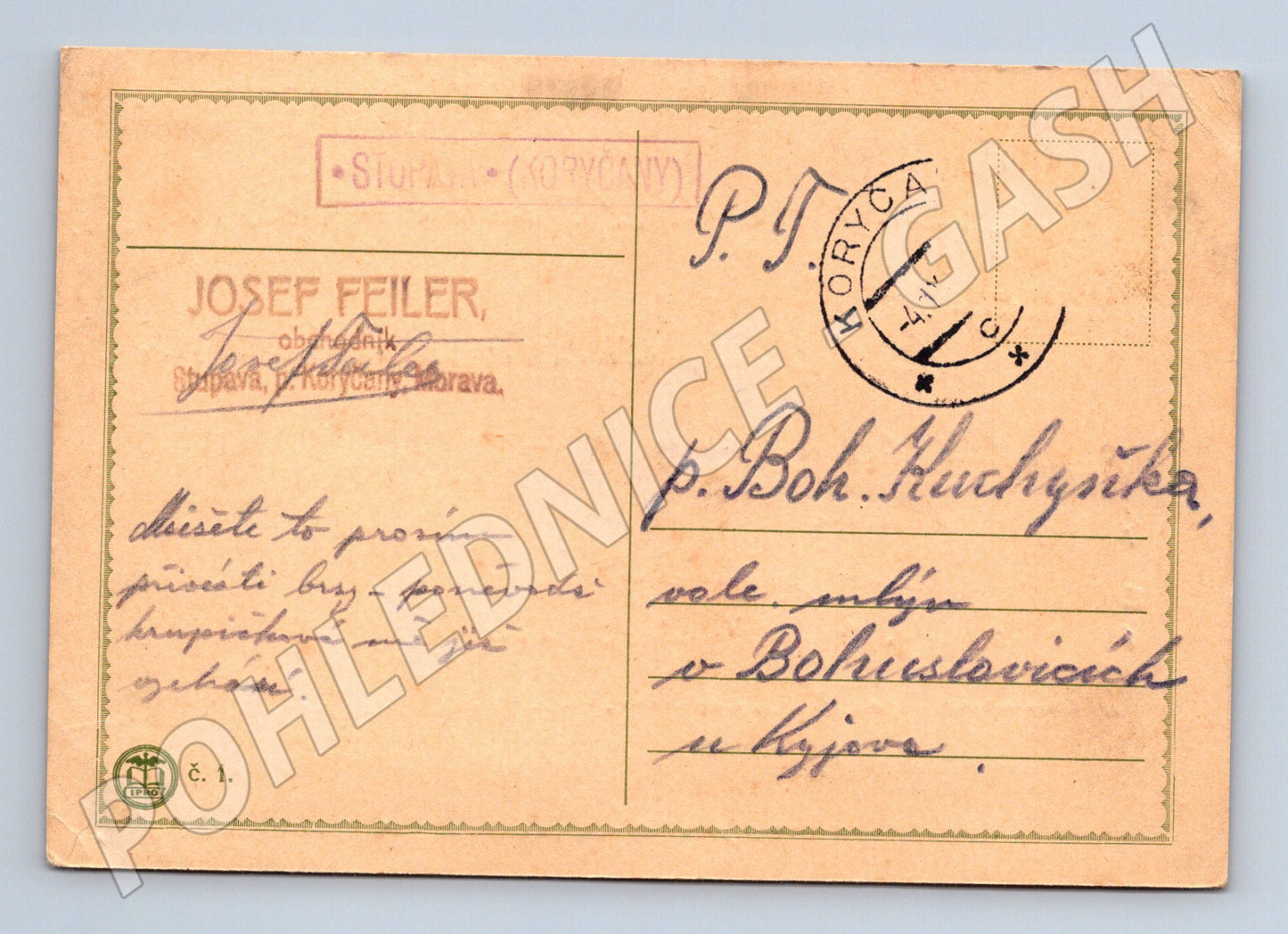 Pohlednice Opava obchodník Josef Feiler 1939 (BM26154)