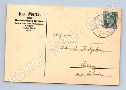 Pohlednice Bohuslavice u Kyjova mlýn Jos. Merta 193x (BM26159)