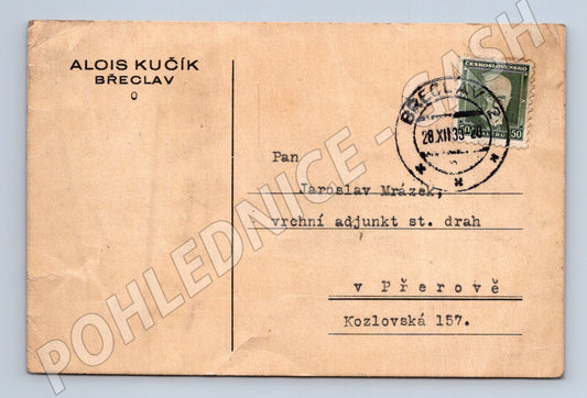 Pohlednice Břeclav Alois Kučík Petr Bezruč 1933 (BM26160)