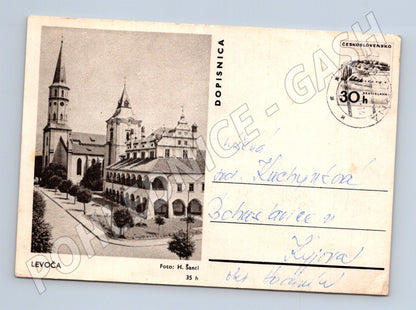 Pohlednice Slovensko Levoča kostel a budovy 1969 (BM26162)