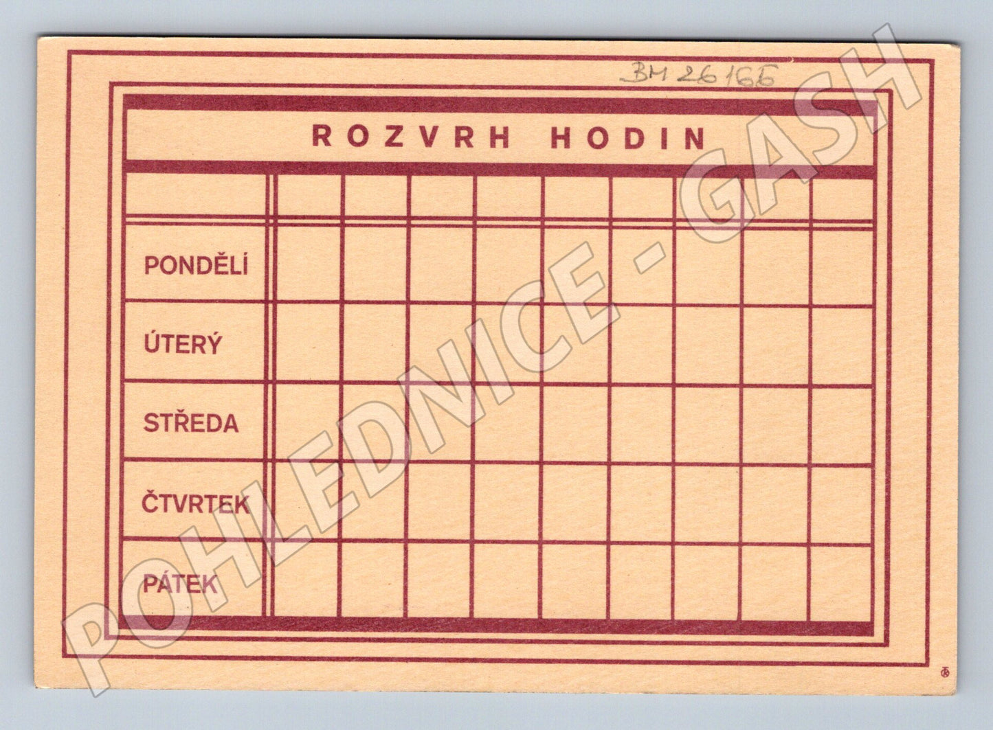 Pohlednice Praha dopravní výchova rozvrh hodin (BM26166)