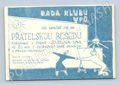 Pohlednice Praha Dejvice beseda Ústřední dům armády 1953 (BM26172)