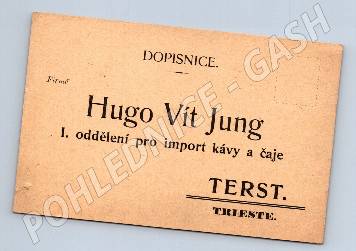 Pohlednice Itálie Terst reklamní Hugo Vít Jung (BM26178)