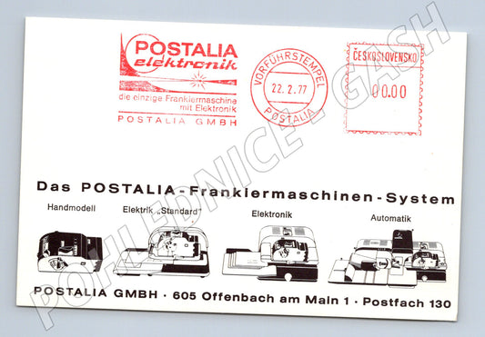Pohlednice ČSSR frankovací stroj Postalia 1977 (BM26181)