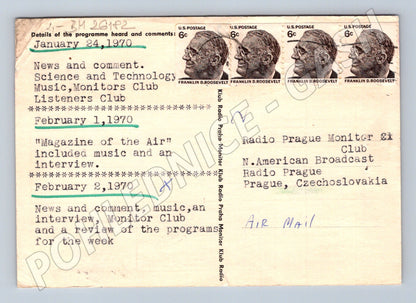 Pohlednice USA Radio Praha QSL karta 1970 (BM26182)