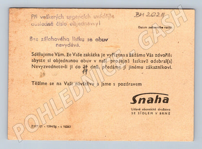 Pohlednice Brno reklamní Snaha obuv 1956 (BM26211)